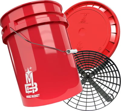 Magic Bucket 5 Gal 19 ltr wasemmer Rood met grit en deksel! Geschikt voor alle grit guard accessoires