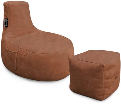 Casacomfy - ModiLounge - Zitzak met Voetenbankje - Volwassenen - Caramel Latte - Lederlook - Zachtestof