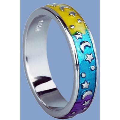 Regenboog Emaille Ring Ring Dromerige Sterren Maan Sterren Geliefden Verjaardagsfeest Accessoires No. 8 gray