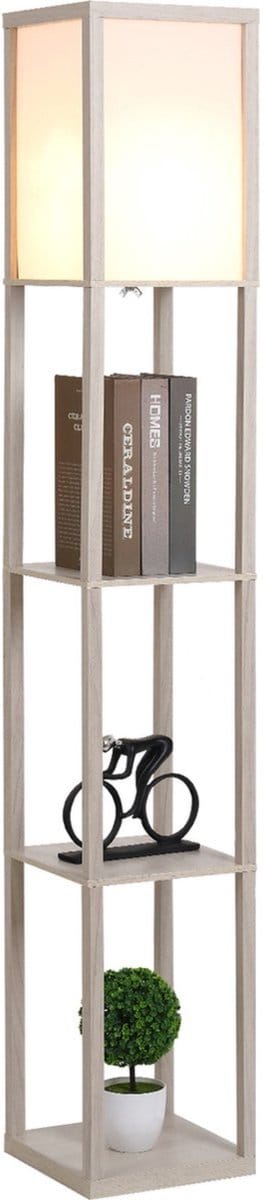 Vloerlamp - Staande lamp - Stalamp - Met opbergruimte - 26L x 26B x 160H cm - Ecru