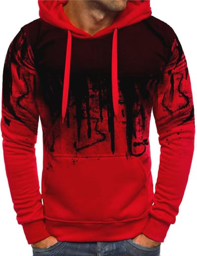 Fleece hoodie voor heren met gradiënt kleur en lange mouwen