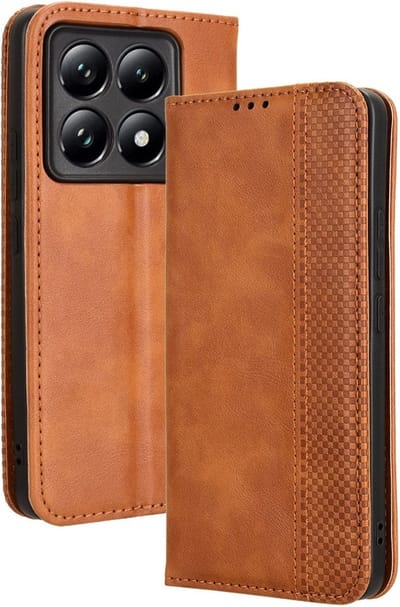 Coverup Hoesje - Geschikt voor Xiaomi 14T Hoesje - Coverup Vintage Style Book Case - Bruin