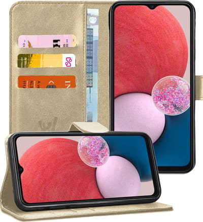 Hoesje geschikt voor Samsung Galaxy A13 4G - Book Case Kunstleer Wallet Cover Portemonnee Pasjeshouder Hoes Goud