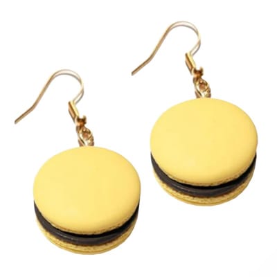 Fako Bijoux® - Oorbellen - Macaron Chocolade - 24x45mm - Geel