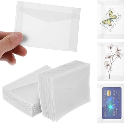 Set van 50 Doorzichtige Enveloppen 10 x 7 cm voor Wenskaarten, Uitnodigingen en Postzegels