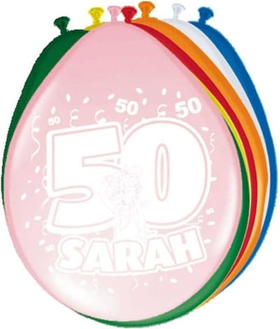 Folat Verjaardagsfeest ballonnen - 50 jaar - 8x stuks - multi - Sarah - versiering