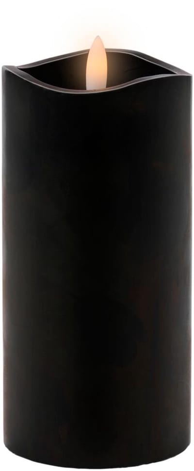 LED candle wetlook black H15cm