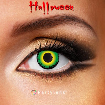 Partylens® groene kleurlenzen - Green Werewolf - zachte jaarlenzen met lenshouder - Halloween - Cosplay