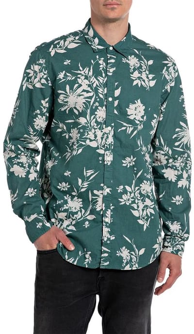 Replay M4118 .000.74924 Overhemd Met Lange Mouwen Groen XL Man