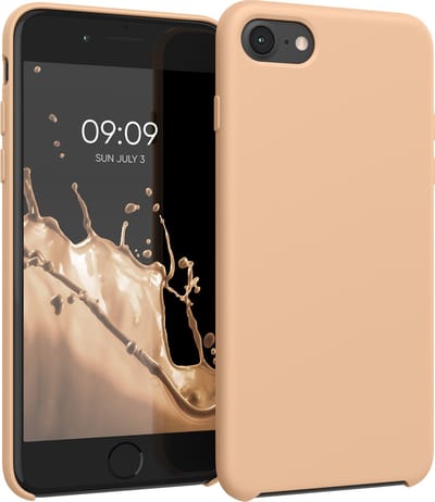 kwmobile telefoonhoesje geschikt voor Apple iPhone SE (2022 / 2020) / iPhone 8 / 7 - Hoesje met siliconen coating - Smartphone case in baby perzik