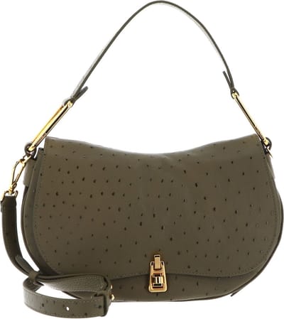 COCCINELLE Leren Schoudertas Magie Ostrich Handbag Loden Olijfgroen