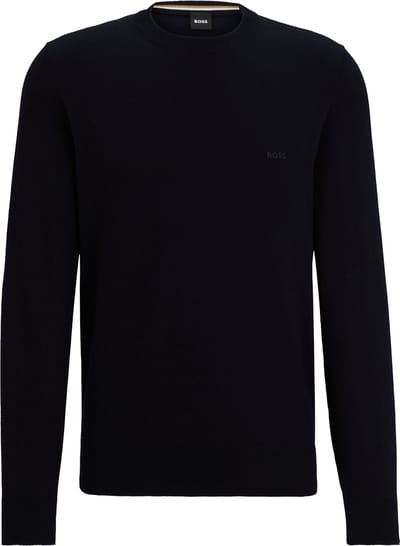 BOSS Pacas regular fit trui katoen - heren trui middeldik O-hals - donkerblauw
