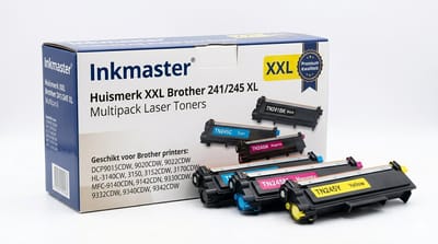 Inkmaster Huismerk XXL Brother 241/245 XL Multipack laser toners voor Brother TN241BK, TN245C, TN245M en TN245Y voor Brother DCP9015CDW, 9020CDW, HL-3140CW, 3150, 3170CDW, MFC-9140CDN, 9330CDW, 9340CDW, 9022CDW, 3152CDW, MFC-9142CDN, 9332CDW, 9342CDW