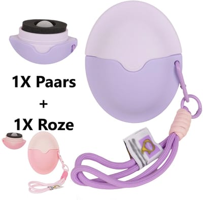 Zonnebrandcrème Applicator Roller met Luxe Siliconenkoord (2 Stuks) – 1X Paars + 1X Roze - Navulbare Herbruikbare Roll-On Spons voor Zonnebrand & Lotion – Draagbare Zonnebrandroller voor Kinderen, Volwassenen & Gezin