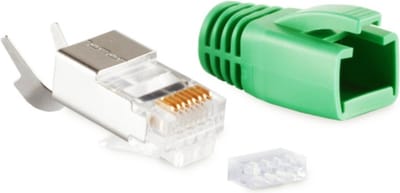 RJ45 krimp connector (STP) voor CAT6/6a/7/7a netwerkkabel (vast/flexibel) - per stuk (3-delig) / groen