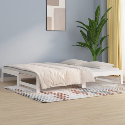 vidaXL - Slaapbank - uitschuifbaar - 2x(80x200) - cm - massief - grenenhout - wit