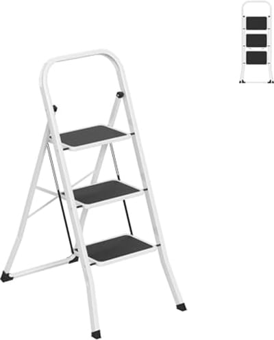 Inklapbare Trapladder met Leuning - 3 Treden, Veilig en Stabiel voor Huishouden en Kantoor