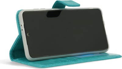 LuxeBass Hoesje geschikt voor OnePlus 8T - Boekhoesje met kaartvakken - Turquoise gsm hoesje - telefoonhoes - telefoonhoesjes