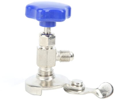 Allecto - Auto Koelmiddel Flesopener - Lekvrije Tool - Blauw - Airconditioning Reparatie - Kältemittelfleschenöffner - Voor Auto's