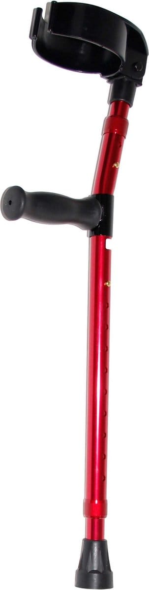 Premis - Kinderelleboogkrukken - Ronde handgreep - In hoogte verstelbaar 40 - 70 cm - 1 paar - Epoxy Rood