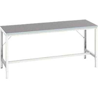 Bott Werkbank Verso - met set dwarsverbindingen - B 2000 x D 800 x H 780 - 930 mm - draagvermogen tot 600 kg - linoleum werkblad - onderstel lichtgrijs RAL 7035