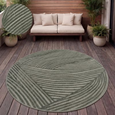 Paco Home Vloerkleed Voor Binnen En Buiten Balkon Terras Scandinavisch Boho Eenkleurig 120 cm Rund
