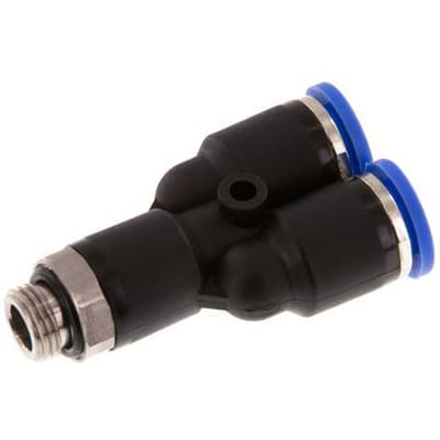8mm x G1/8'' Y-koppeling Messing/PA 66 Insteekfitting Buitendraad Draaibaar NBR [2 Stuks]