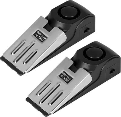 Deurstopper Alarm - Deurbeveiliging Wig - Inbraakpreventie Thuis - 120dB Sirene Instelbaar - Voor Deurspleten - 2 Stuks
