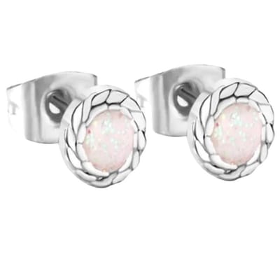 Aramat Jewels | Oorbellen | Glitter Oorbellen van Roestvrij Staal | Zilverkleurig / Wit | | | | Kinderen, Volwassenen | Verkleurd niet