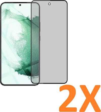 Screenprotector Glas - Privacy Tempered Glass Screen Protector Anti-Spy - 2x Geschikt voor: Samsung Galaxy S22