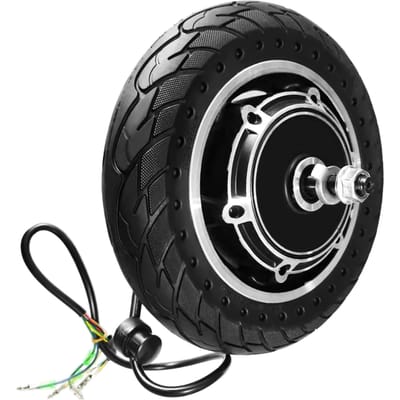 10 ''Elektrische scooter voorband met naafmotor Effen elektrische scooterwiel 48V 500W borstelloze dis zwart