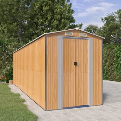 vidaXL - Tuinschuur - 192x689x223 - cm - gegalvaniseerd - staal - lichtbruin