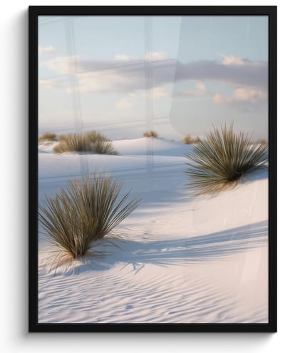 Poster in lijst - Fotolijst 60x80 cm - Posters - Duinen - Gras - Wolken - Beige - Posterlijst zwart - Decoratie - Wanddecoratie woonkamer - Muurdecoratie slaapkamer
