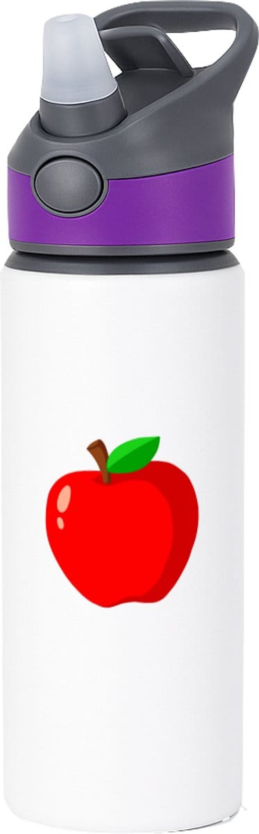 Hacebo® - Rode appel waterfles met rietje paars - Appel - fruit liefhebbers - Fruit - vrucht - gezond eten - water fles - 650ML