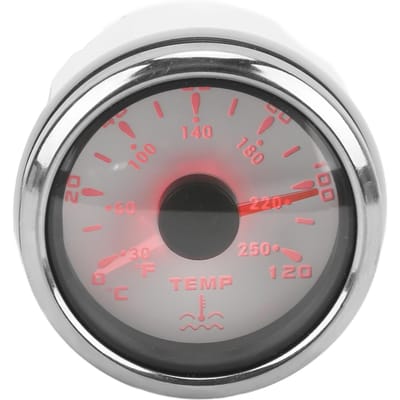 52mm Watertemperatuurmeter 7 Kleuren Achtergrondverlichting IP67 Waterdicht 1600‑22 Ohm Wijzer Indicatie Meter voor Boten CampersWit wit