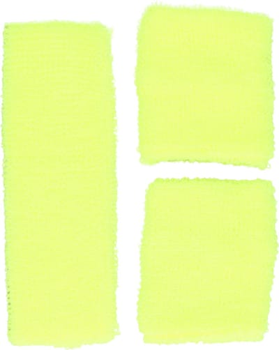 Guirca Foute 80s/90s party verkleed accessoire zweetbandjes set - neon geel - jaren 80/90 thema feestje