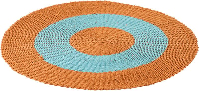 J-Line vloerkleed Gestreept - zeegras - oranje/blauw