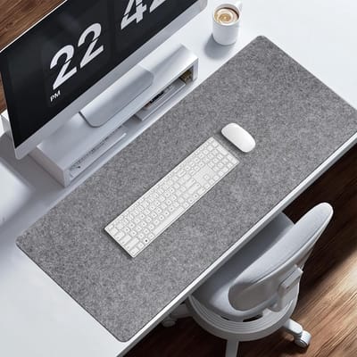 100 x 40cm Antislip Rafelvrije Muismat Van Vilt, Bureauonderlegger Van Vilt | Vilten Bureauonderlegger, Vilten Bureaumat, Bureaupad voor Toetsenbord en Muis, voor Kantoor, Thuis (Donkergrijs)