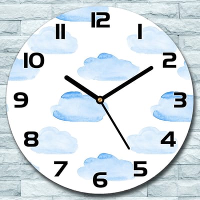 Coloray Wandklok - Wolken Glazen Klok - 30fi cm - Lichtblauw Wandklok - Wandklok Ronde - Wandklok Modern - Wandklok Keuken - Stille Wandklok