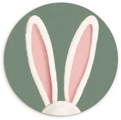 WallCircle® Wandcirkel 120x120 cm - Muurcirkel Hazen - Oren - Roze - Muurdecoratie woonkamer - Wanddecoratie slaapkamer - Kamer decoratie accessoires - Ronde schilderijen XXL