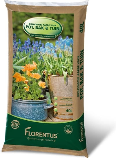 Florentus BIO aarde voor pot, bak en tuin - zak 40L