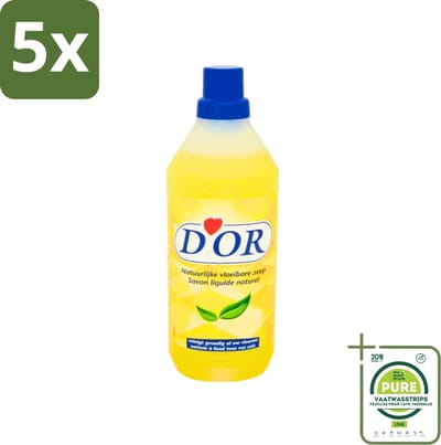 5 x D'Or - Tegelreiniger - Natuurlijke Vloeibare Zeep - Voor Tegels en Vloeren - 1 liter - Grootverpakking - Tegelreiniger - Vloerreiniger - Natuurlijke Zeep - Schoonmaakmiddel - Vloeren Schoonmaken
