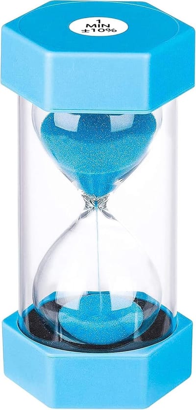 Zandloper Zandtimer - Zandhorloge Uurglas - Spelletjes Koken Leren - Duurzaam Kunststof Design - 1 Minuut 13.2 CM - Blauw