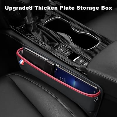 Organisateur d'Espace de Siège de Voiture Remplisseur d'Espace de Siège Boîte de Rangement Entre Siège Avant Cuir PU Premium Récupérateur de Console Universel noir