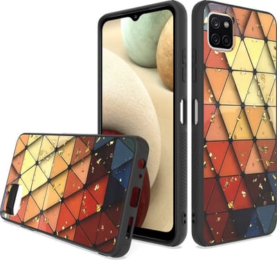 LuxeBass Siliconen hoesje met print geschikt voor Samsung Galaxy A22 5G - Marmer Triangle - telefoonhoes - gsm hoes - telefoonhoesje