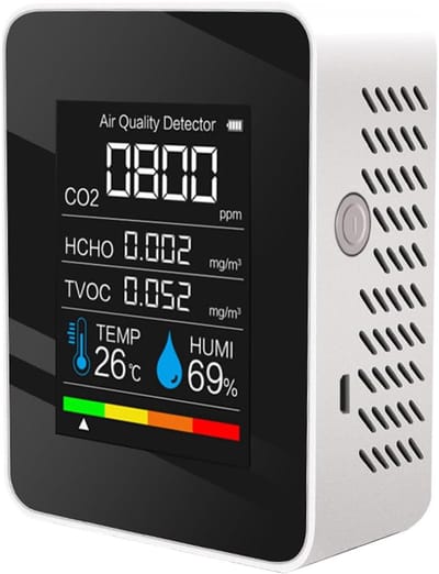 HEZIVO® Luchtkwaliteitsmeter - co2 Meter - Fijnstof Meter voor Binnenshuis - Fijnstofmeter