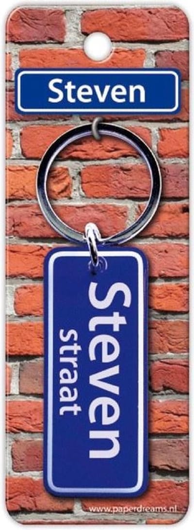 Paper Dreams Sleutelhanger Straatnaam Steven 9 Cm Staal Blauw