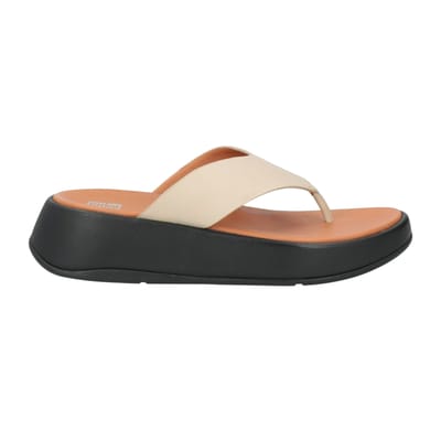 FitFlop F-Mode Luxe leren platte sandalen voor dames (Beige)