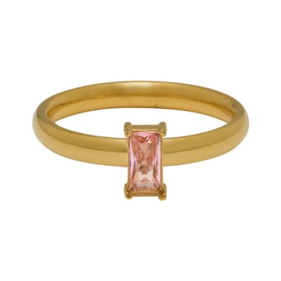 Essenza Small Pink Stone Ring Gold Size 7