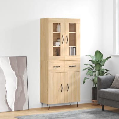 vidaXL - Hoge - kast - 69,5x34x180 - cm - bewerkt - hout - sonoma - eikenkleurig